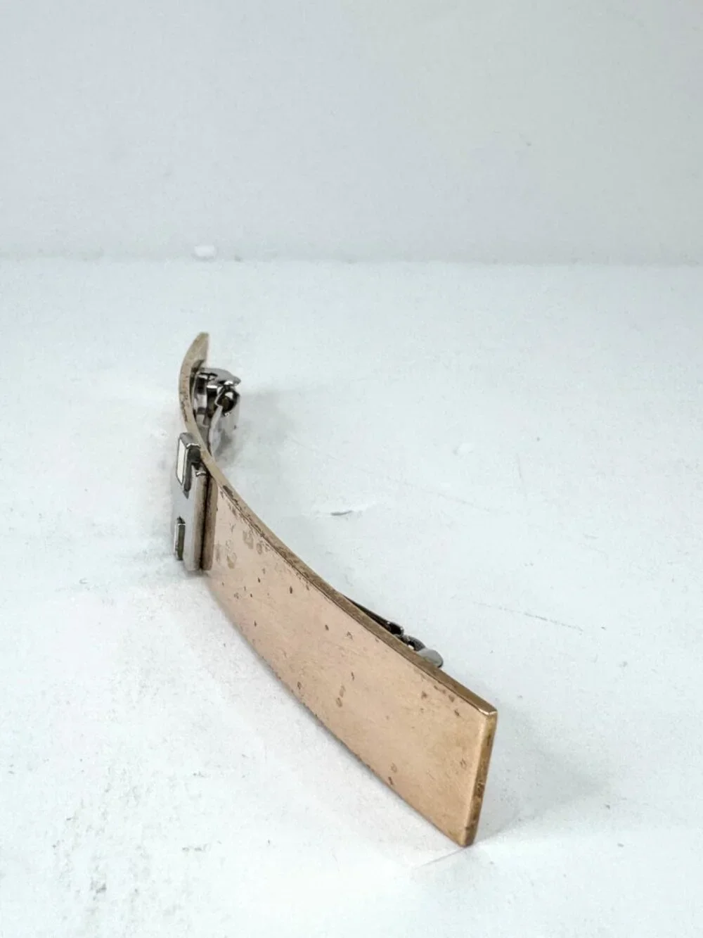 Hermès Irène GM Barrette Silvery Golden Metal Hair Clip Made in France GS872